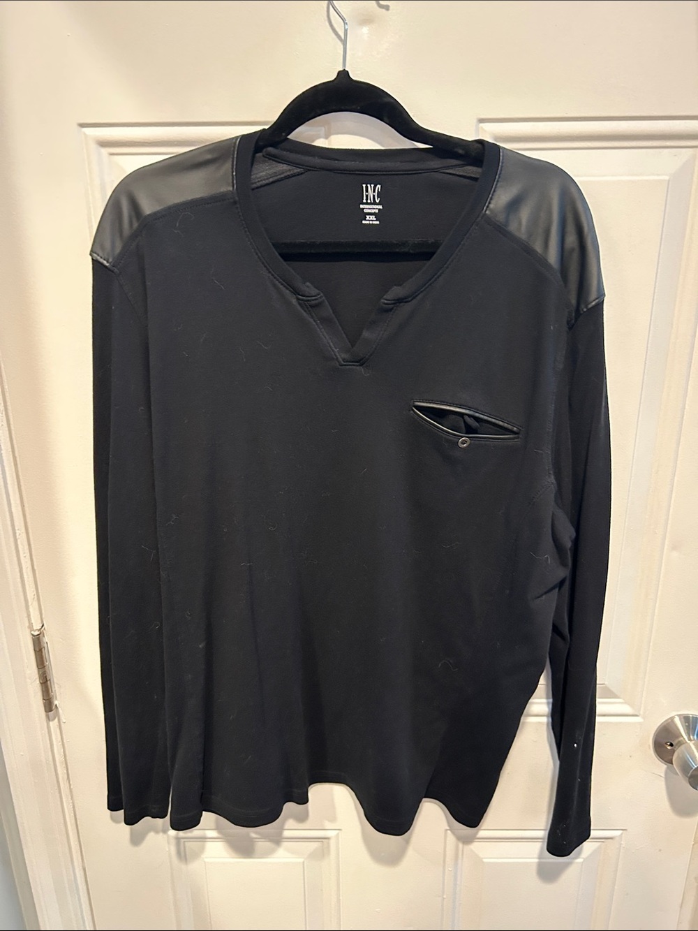 INC International Concepts Black Long-Sleeve V-Neck Shirt